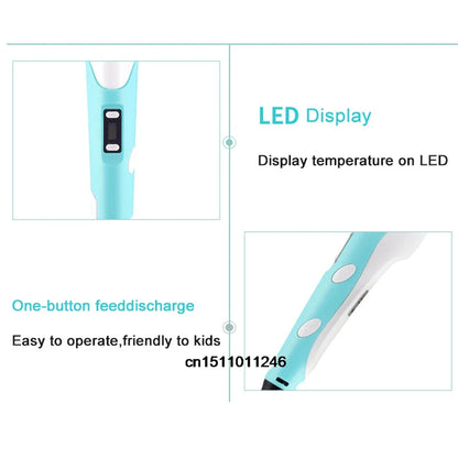 3D Pen Drawing Printing Pen with LCD Screen Compatible PLA Filament Toys Safe Paiting for Children DIY Christmas Birthday Gift