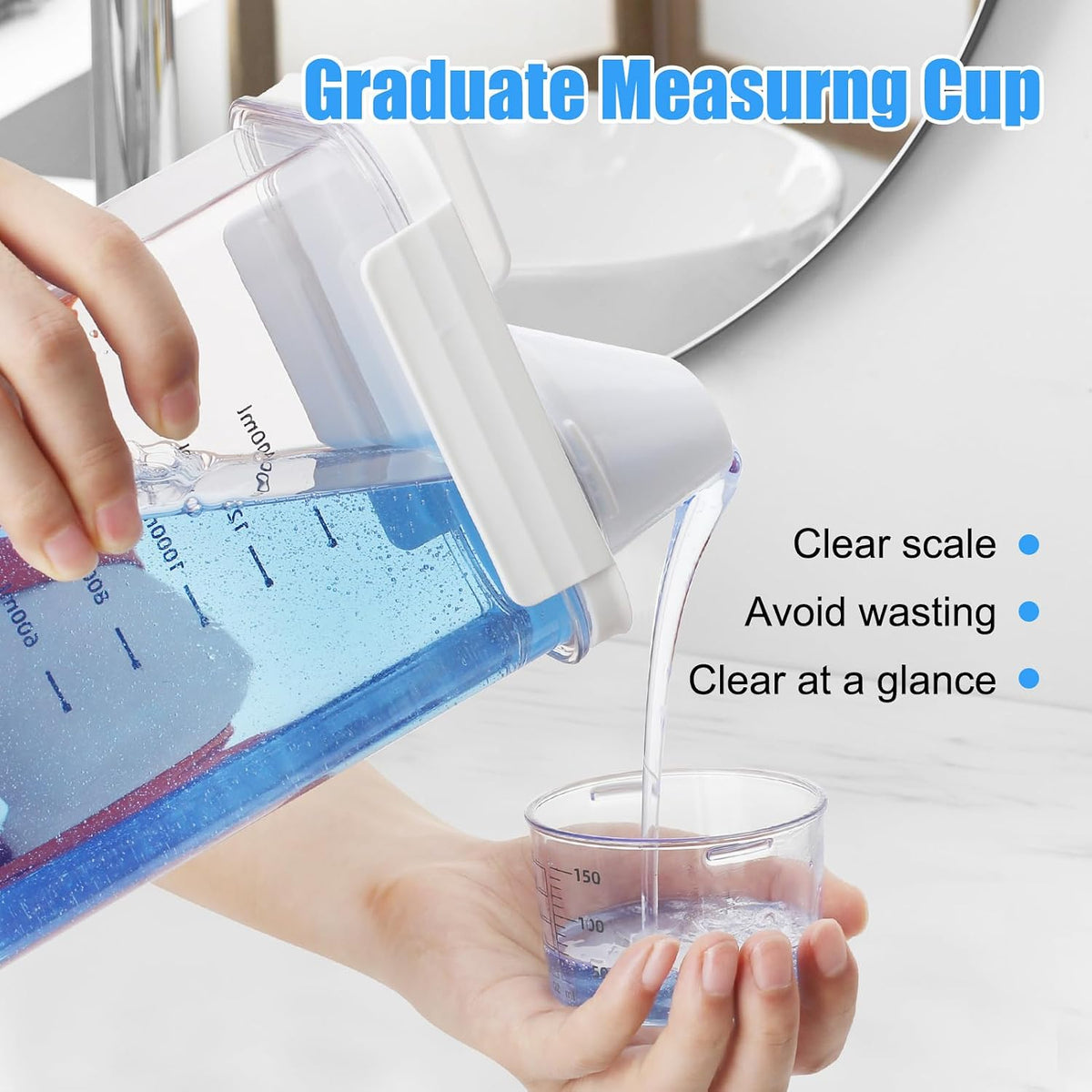 1800Ml Washing Powder Storage, Airtight Detergent Dispenser with Cup & Bags