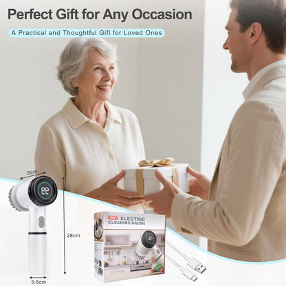 Electric Spin Scrubber, Cordless Electric Scrubbing Brush 5 in 1, Bathroom Cleaning Brush with 3 Speeds, Rechargeable Electric Cleaning Brush with LED Display for Shower, Tile, Car, Floor, Kitchen