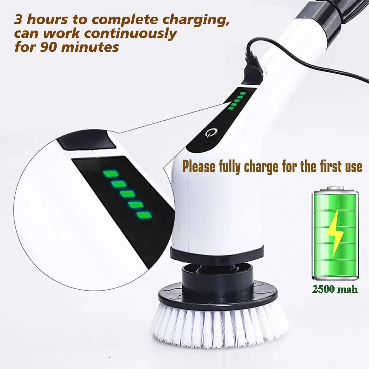 Cordless Spin Scrubber Electric Multipurpose Cleaning Brush for Kitchen Bathroom Toilet - Household Hair Brushes and Mops