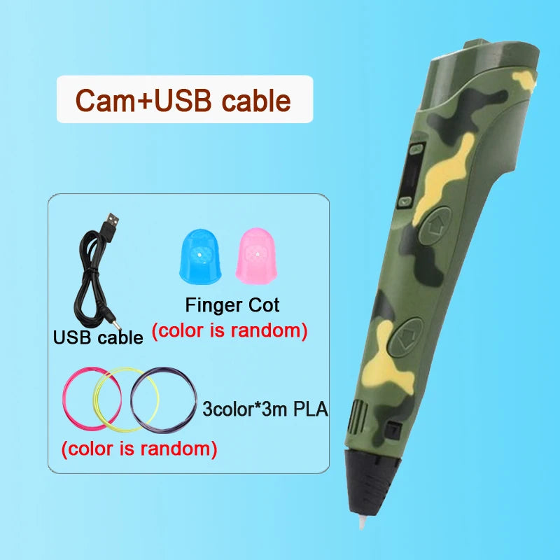 3D Pen Drawing Printing Pen with LCD Screen Compatible PLA Filament Toys Safe Paiting for Children DIY Christmas Birthday Gift
