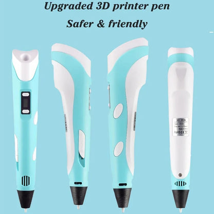 3D Pen Drawing Printing Pen with LCD Screen Compatible PLA Filament Toys Safe Paiting for Children DIY Christmas Birthday Gift